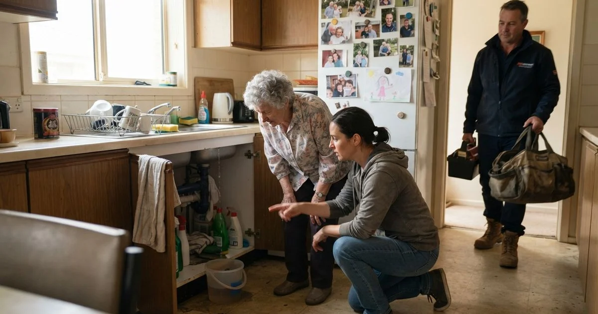 Helping an aging parent handle a plumbing emergency from a distance